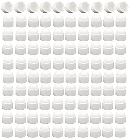 M8 (13mm Wrench) Plastic Nut and Bolt Protection Dome Cover, White Hex Nut Protective Caps Cover, No Thread, 100 PCS