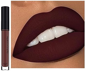 Matte Dark Brown Liquid Lipstick - Long Lasting, Waterproof, Non-Sticky, Full-Coverage Lip Gloss