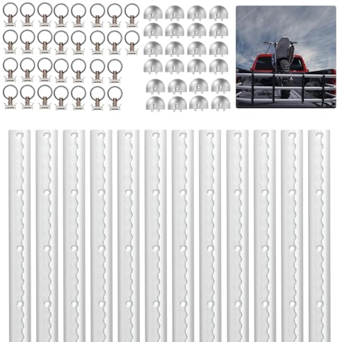 Jopassy Airlineskena 12 x 1 m aluminium, lastskenor, rund halvcirkelform, airlineskenor set med 30 flygskenor-montering ring, 24 airlineskenor, ändlock, för husbilar och lastbilar