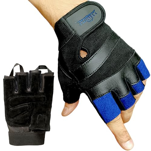 Gewichtheber-Handschuhe, Fitness-Handschuhe für Training, Fitness, Workout, Crossfit-Übung, Radfahren, Leder, gepolstert für extra Halt, vollständiger Handflächenschutz, atmungsaktiv, rutschfest, für