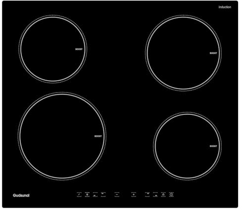 Gudsunal Plaque induction 4 feux, Table de Cuisson Encastrable,7200W, 9 niveaux de chauffage,Boost, Minuterie, Arrêt automatique, Verrouillage de sécurité enfant