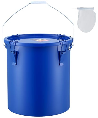 VEVOR Fryer Grease Bucket - 6 Gal Carbon Steel Oil Disposal Caddy with Rust-Proof Coating, Transport Container with Lid, Lock Clips, Filter Bag for Hot Cooking Oil Filtering