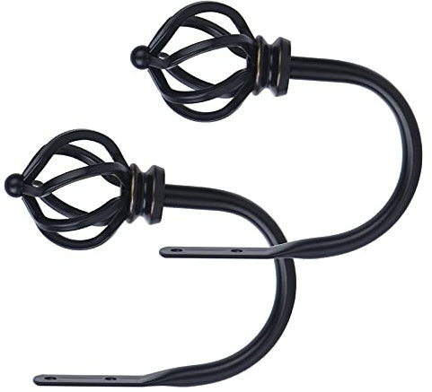 KAMANINA Raffhalter für Vorhänge, Vorhang Raffhalter Schwarz Raffhalter für Gardinen, U-Form Raffbügel Wandbefestigung, 2 Stück Curtain Hook