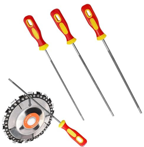 3 PCS Chainsaw File, Chain Saw Sharpener Tool, Professional Round Chainsaw Sharpener Suitable for Chainsaw Chain, 3 Sizes Round Chain Saw Sharpener File for Chainsaw