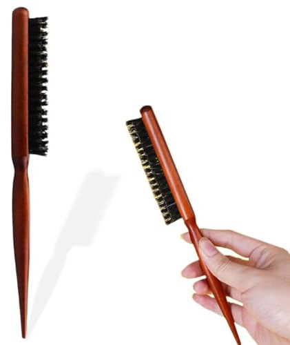 Cepillo Para el Cabello de Jabalí, Cepillo Pelo Con Mango de Madera, Peine para Coletas, para Moño, Coletas, para el Cabello Ondulado, Seco o Dañado, Reduciendo La Rotura Del Cabello