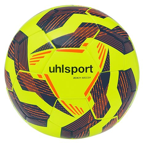 Uhlsport Pallone da Beach Soccer per Bambini e Adulti, Misura 5, Giallo Fluo, Blu Navy, Rosso Fluo