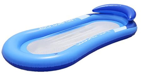 CLHXWU Matelas Gonflable Piscine,150 × 78 cm Matelas Pneumatique Flottant,Hamac d’Eau Portableavec Appui‑Tête & Filet, la Plage, Le lac et Les fêtes