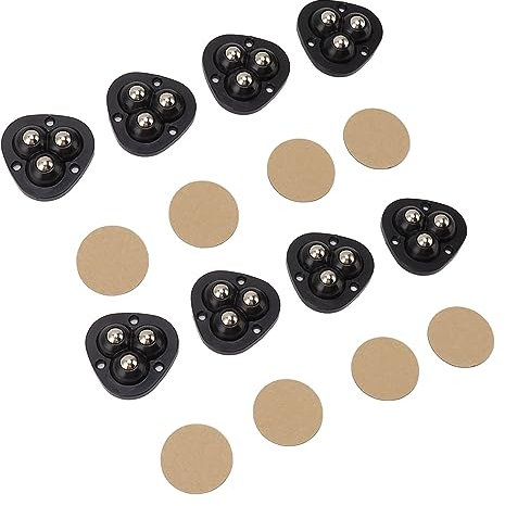 Mini Ruedas de Mini Caster de 8 Piezas, 360 Grados Ruedas Aparato Pegajoso con Rodillos Universales Pasta Inoxidable para Bote Basura, Instalación Fácil, Cojinete Carga Pesada,