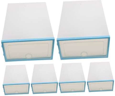 OFFSCH 6 Piezas Caja para Zapatos Apilable Transparente Unidades Plástico Grueso Resistente para Almacenamiento y Organización Diseño Compacto Espacio para Mujeres Color Azul