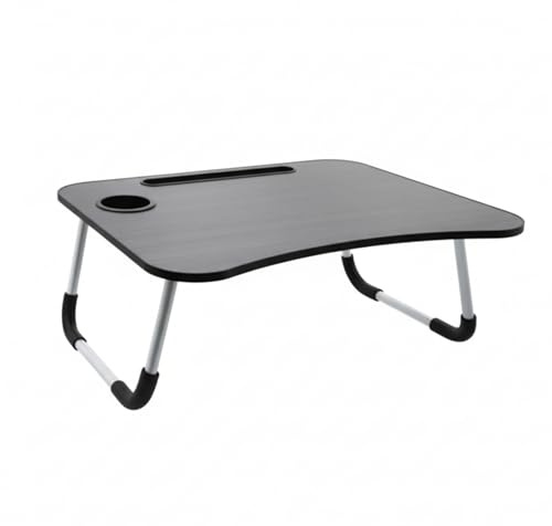 Weida | Mesa Plegable para Cama | Ideal para Libros, Desayuno | Portavasos | Portátil Ergonómico | Patas Plegables con Esponja Antideslizante | 60x40x27 cm (1, Negro)