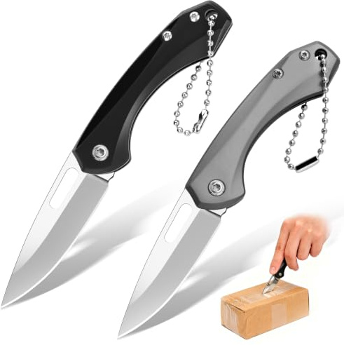 DRACHENADER 2-Piece Folding Pocket Knife Set, UK Legal Non-Locking 2.09 Inch Blade, 3Cr13MoV Steel Silver & Black Mini Manual Non-Assisted Utility Knives for Package Opening