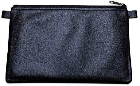 Banktasche Geldtasche mit Reißverschluss und Schlaufen 27 x 17 cm Kunstleder schwarz für Dokumente bis A5