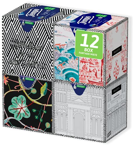 Tempo Taschentücher Box Light - 3-lagig - 12 Packungen mit je 60 Taschentüchern in 4 verschiedenen Grafiken