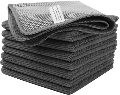 VIVOTE Microfaser Spültücher Spüllappen waschbar Geschirrtücher Mit Poly-Mesh-Scheuerseite Abwaschtücher Küche Haushaltstücher Lappen Küche,8Pack,30cmx30cm (Grau)