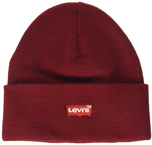 Levi's Herren RED Batwing Embroidered Slouchy Beanie Strickmütze, Rot (Dark Bordeaux 84), one Size