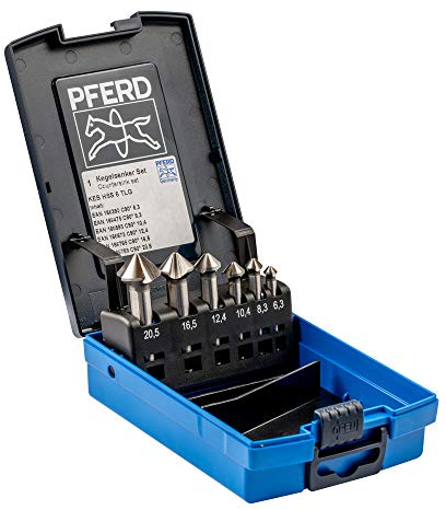 PFERD HSS 25202154 - Juego de 6 avellanadores cónicos (90°, diámetro de 6,3 a 20,5 mm, DIN 335 C)