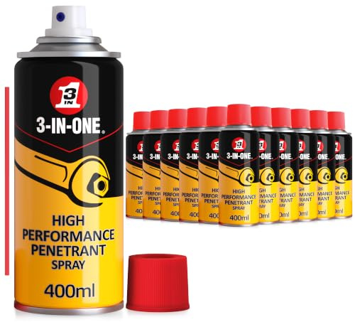3-IN-ONE Professional High Performance Penetrant Spray 400ml, Fast Acting Penetrating Oil that Loosens Seized and Stuck Parts, Rust Remover for Metal Components (12x 400ml)