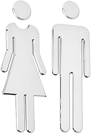 GORGECRAFT 2Pcs 19cm Male and Female Toilet Signs Self Adhesive Washroom Door Signs for Ladies and Gentlemen Silver Men Women Wall Stickers Symbol for Home Office Hotel Parking Restaurant WC Decor