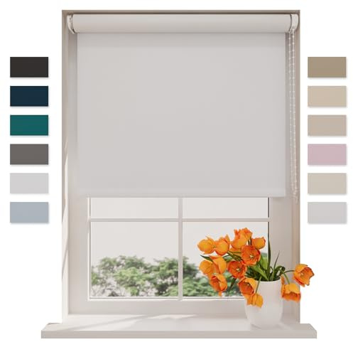 DTCH® Tenda a rullo oscurate senza fori 140 x 190 cm (LxA) Bianco - 200 x 275 cm (LxH), Misure da 40 a 240 cm di larghezza, tende a rullo per finestre senza forare, Tenda oscurante