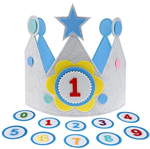 SIOPPKIK Cappello da Festa di Compleanno, Corona da Re Fascia Tiara con Numeri da 0 a 9, per Bambini