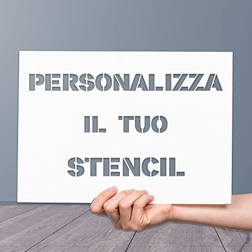 GFD - Stencil in plexiglass 3mm con lettere e numeri personalizzati - Ideale per decorazione e verniciatura - Personalizzazione Inclusa - Misura: 15x45 cm - Made in Italy