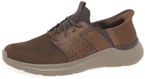 Skechers Garner-Newick 210803, Slip-On Uomo, Dark Brown Textile/Synthetic, 42.5 EU