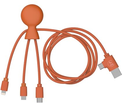 Xoopar Charger 3 & 4 in 1 Multi USB Cable – Mr Bio (Orange, 1 Meter)