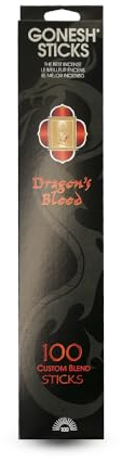Gonesh - Custom Blend Incense Sticks - Non-Toxic 10” Slow Burn Aromatic Sticks - Dragon’s Blood - 100 Count