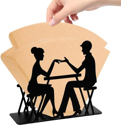 RUNEAY Serviettenhalter und Kaffeefilter Halter Schwarz Edelstahl - Filterbeutelhalter und Serviettenhalter für Tischdekoration, Wohnzimmer, Esszimmer, Bar, Café, Hotel