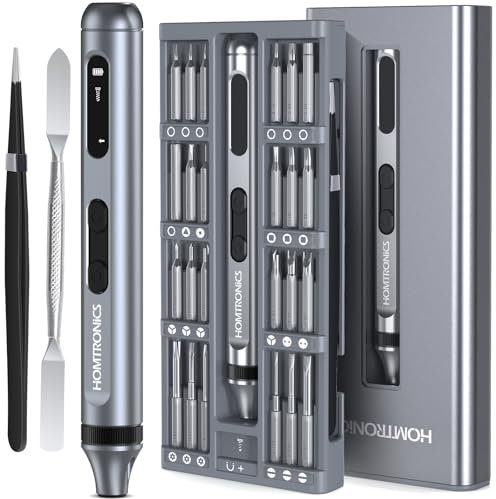 Homtronics Mini Electric Screwdriver Set, 52 in 1 Cordless Rechargeable Mini Screwdriver Set with 48 Precision S2 Bits, Small Electric Precision Screwdriver for Laptop Phone Watch Repair (Grey)