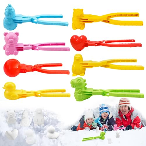 8 stampi per palla di neve, pinza per palla di neve, giocattolo da neve per bambini, palla di neve, palla di neve, giocattolo invernale per bambini