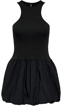 Onllia JRS Robe Courte en mélange de Ballons S/L, Noir, L