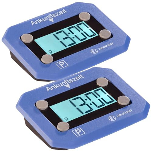 Lescars Elektronische Parkuhr: 2er-Set ultrakompakte, Digitale e-Parkscheiben mit ECE-Zulassung (Elektrische Parkscheibe, Automatische Parkuhr, Windschutzscheibe)