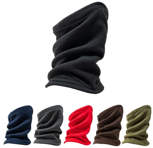 Tour de cou polaire pour Homme et Femme, pour moto, Cache Cou d'hiver avec cordon de serrage réglable, Écharpe multifonction, cagoule, ski, cyclisme, randonnée, course à pied, taille unique (Noir)