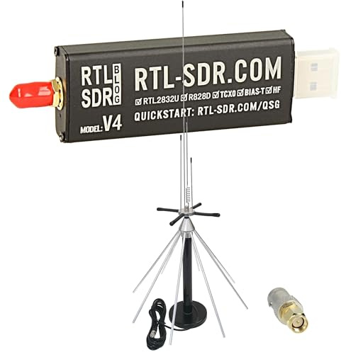 Impulsfoto RTL-SDR Blog V4 (R828D) + Antena SKYSCAN para escáner de escritorio (25-2000 MHz) - Kit completo de banda ancha para recepción HF/VHF/UHF