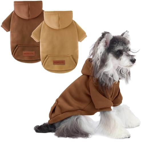 BAOBICUTE 2 Pack Dog Hoodie Warm Hood Dog Sweater Cold Weather Small Dogs Sweatshirt Comfort Pet Clothes for Small Medium Dogs with Pockets Chihuahua Clothes for Male Female Girl Boy Sporty Daily Wear