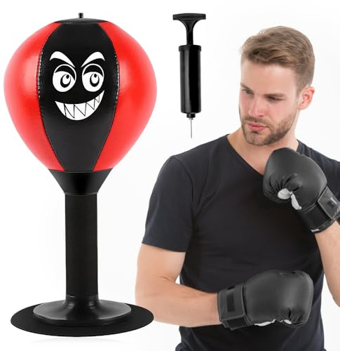 Riisoyu Saco de Boxeo de Escritorio, Bola Punching con Ventosa Resistente Pelota de Velocidad de Boxeo para Mesa de Oficina y Actividad en Casa para Aliviar el Estrés Mini Saco de Boxeo