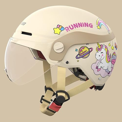 Caimcie Casco Jet para Moto Infantil con Visera Solar, homologado ECE/Dot, Casco Abierto para Moto y Scooter para niños y niñas de 3 a 12 años. C,50-62cm