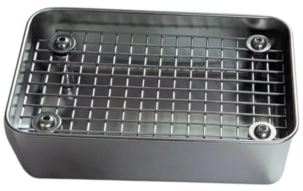 Chinchilla Litter Toilet Toilette pour Rongeurs Plateau d'Entraînement Grille Amovible Silicone Antidérapant Acier Inoxydable Adapté Cage Animaux, S Silver