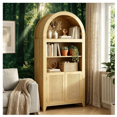 BYCCZMGAD Bibliothèque avec portes, grande vitrine arquée, étagère en bois de ferme, armoire de cuisine autoportante pour chambre à coucher, entrée
