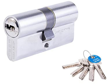 Tesa Assa Abloy M6503045N Cilindro De Seguridad Estándar T60 Niquelado 30 x 45 mm Llave - Llave Leva Corta