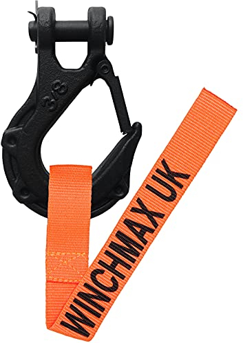 WINCHMAX Winch Hook. 3/8 Inch Grade 70 Drop Forged Tactical Clevis Hook. Minimum Breaking Force 28,8066lb / 12,740kg. Suitable for Winches up to 20,000lb / 9,071kg