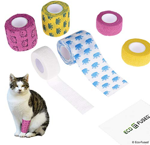 Bandage auto adhésif - Ruban enveloppant pour les chats - Paquet de 6 - Idéal pour les muscles et les articulations - Facile à appliquer et à enlever - Ne colle pas à votre peau - Élastique, hydrofuge