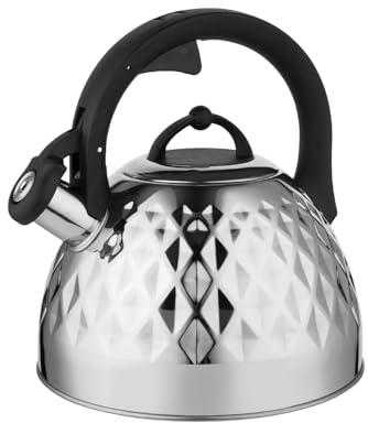 FLORINA Tekanna för Spis (2,5 l) I Vattenkokare i Rostfritt Stål FENNY MIRROR I Flöjtkokare med Bakelithandtag I Repsäker I Vattenkokare för Induktionshäll, Gasspis och Elspis I Färg: Silver