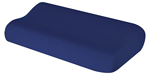 Theonoi Funda de almohada cervical, almohada cervical, almohada sanitaria, de algodón, para tamaños de 35 x 60 a 45 x 75 cm (Marine 100)