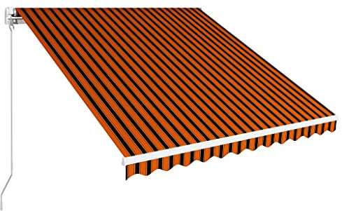 CANLAY Einziehbare Markise Handbetrieben, Sichtschutz Balkon, Seitenmarkise, Balkon Markise, Klemmmarkise, Sonnenvorhang, Balkonmarkisen, 300 x 250 cm Orange und Braun