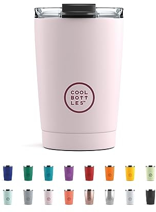 Cool Bottles - Tumbler - Bicchiere Termico in Acciaio Inossidabile - 330 ml - Pastel Pink - Tazza da Caffè - Coperchio Ermetico - Bevande Fredde 10 ore e Calde 5 ore - Finitura Antimacchia