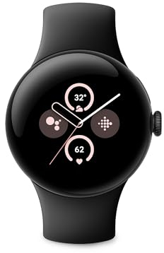 Google Pixel Watch 2 - das Beste von Google und Fitbit – Herzfrequenzmessung, Stressmanagement, Sicherheitsfunktionen – Android – Aluminiumgehäuse in Matte Black – Sportarmband in Obsidian – WLAN