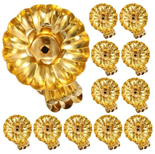Luxshiny Metal Candlestick Clips for Christmas Tree Decoration Golden Candle Holders with Metal Base 15Pcs Candle Support Clips for Holiday Party Ambience