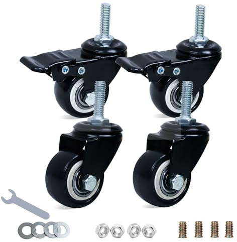 ZephyrCraft 4 Piezas Ruedas para Muebles Pesados con 2 Freno + Tornillos - 40 mm Capacidad de Carga Total de 140 kg, Ruedas de Transporte para Electrodomésticos y Muebles